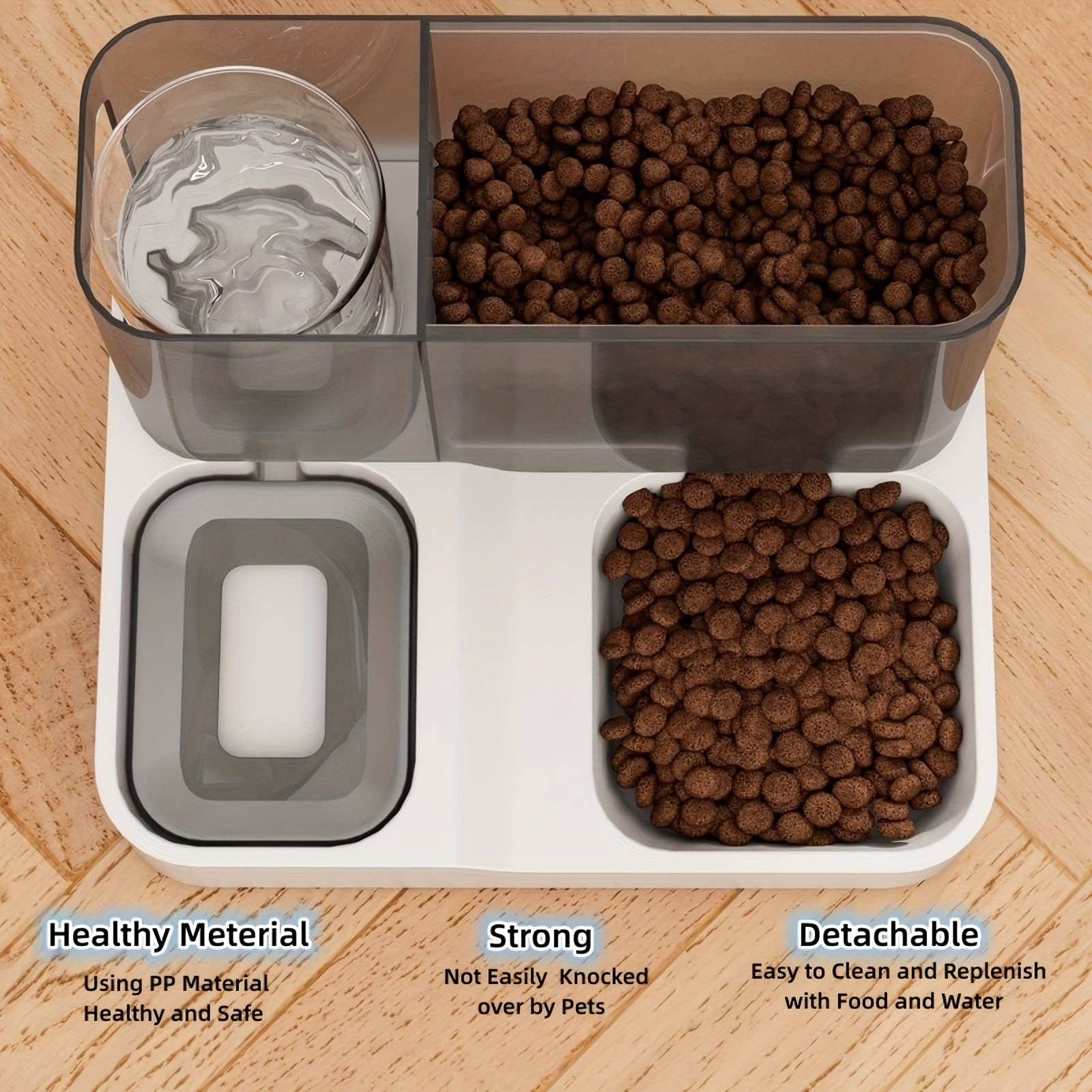 YIKELEATHER - 2-in-1 Automatic Pet Food Feeder And Water Dispenser, Gravity Design For Cats And Small Dogs (Grey): Gray